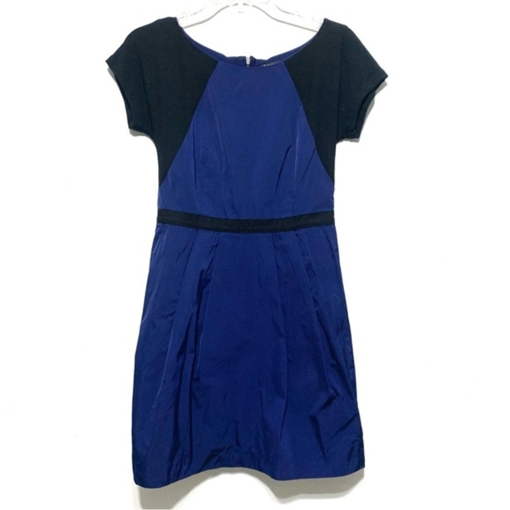 Theory Joena Dress Color Block Blue & Black Short Sleeve Career Business size 2